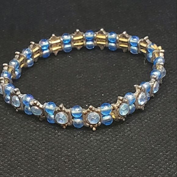 BLUE Beaded Stretch Bracelet - Picture 1 of 4